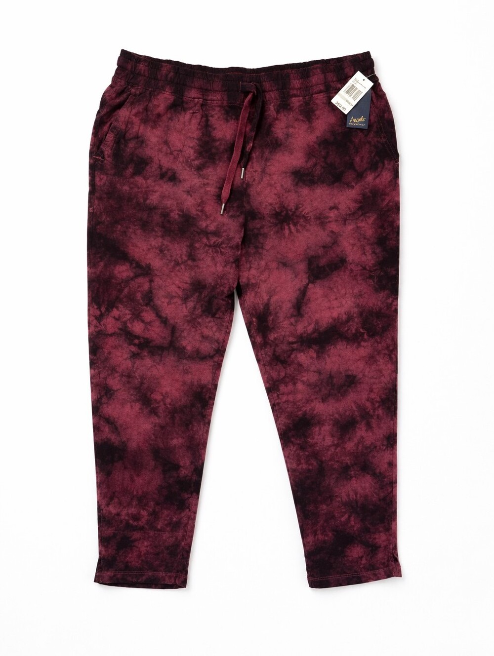 Angels Forever Young Tie Dye Lounge Pants 1X NWT Burgundy Drawstring Plus Size